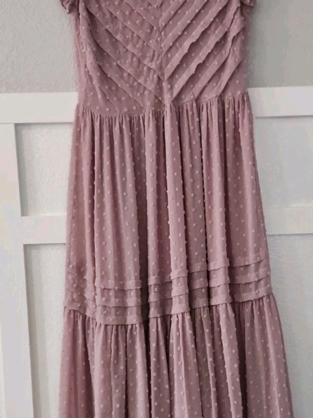 Boheme Tiered Maxi Dress Size Large Dusty Rose Color.
